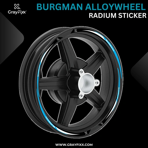 Alloy Wheel Radium Sticker for Burgman 125 | Printed in Premium Radium with FPF (Fade Protection Film), Waterproof, Precut Sticker, Pack Of 1